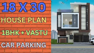 1830 Feet Home Design  18 by 30 home Plan  Car Parking  1BHK  House Plan Hub [upl. by Mello]