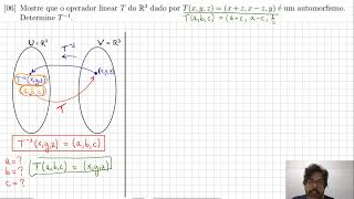 Álgebra Linear  Transformações Lineares  ex6 lista 1 [upl. by Hayidan]