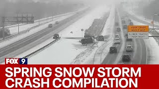 Crash compilation after Minnesota spring snowstorm [upl. by Demetris572]