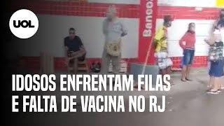 Idosos enfrentam chuva e fila mas vacinação é cancelada por falta de doses no RJ [upl. by Eindys]