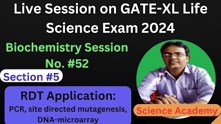 Live Biochemistry MCQ lecture no52 RDT Applications PCR mutagenesis DNAmicroarray Section5 [upl. by Dempsey]