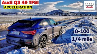 Audi Q3 40 TFSI acceleration 0100 14 mile flexibility  2023  quattro  GPS results [upl. by Spragens]