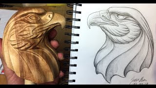 Making a wooden eagle head out of Norwegian birch wood [upl. by Averill768]