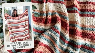 Striped Star Stitch Crochet Blanket  Crochet the Star Stitch  Modern Home Free Crochet Pattern [upl. by Michaelina]