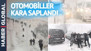 İstanbulda Kar Esareti Yüzlerce Araç Kara Saplanıp Mahsur Halde Kaldı [upl. by Kcirtapnhoj]