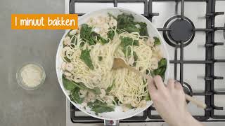 Spaghetti met knoflookgarnalen en spinazie  Recept  Coop [upl. by Kalli219]