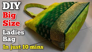 BIG SIZE  Ladies handbag making at home  Handbag cutting and stitching  Tote bag tutorial  Bags [upl. by Adnopoz]