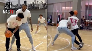 Carmelo Anthony Gets Physical Wit 17 Year Old Son Kiyan During Private Workouts 🏀 [upl. by Enerehs]