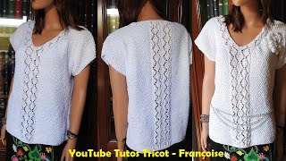 Tuto Tricot Pull Débardeur Femme col V en 5 tailles au point de Blé et point Ajouré création [upl. by Shelia]