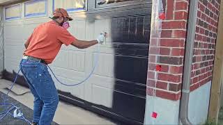 HOW to spray paint Garage Door Black  Graco Magnum X5 Airless Paint Sprayer 2024 [upl. by Lenrad]