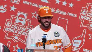 Tennessee baseball press conference after Texas AampM wins first 2024 College World Series game [upl. by Louanne581]