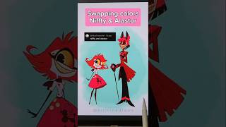 Alastor and Niffty from Hazbin Hotel  Swapping colors ✨️ drawing art cartoonsketches craftart [upl. by Nahsrad]