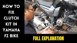 How to fix clutch kit in Yamaha FZ bike  RK Servicing point [upl. by Noskcaj]