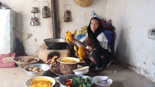 Village life in Afghanistan With Cold Winter  Afghanistan Village life  Cooking Fried Chicken [upl. by Maxfield]