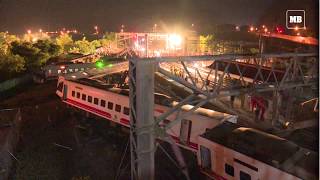 Taiwan train crash kills 18 in deadliest rail tragedy in decades [upl. by Aleafar]