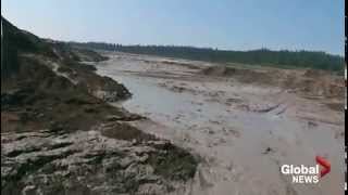 Aerial footage of Mount Polley Mine tailings pond breach [upl. by Mayhs]