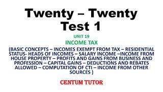 TRB COMMERCE UNIT 19 INCOME TAX 20  20 TEST SERIES 1 [upl. by Doralynn387]