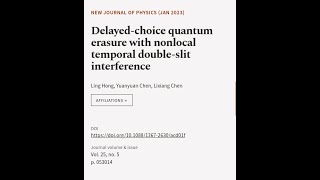 Delayedchoice quantum erasure with nonlocal temporal doubleslit interference  RTCLTV [upl. by Anilave]