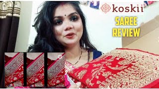 koskii saree review  bridal red saree lkoshreya [upl. by Maurreen]