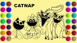 Draw and Coloring CatNap  Sand Painting [upl. by Ellekram2]