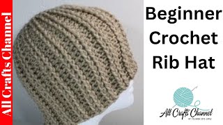 How to Crochet rib stitch hat crochet tutorial [upl. by Nasah773]