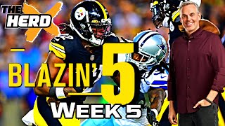 Blazin Five Colin Cowherd Gives His 5 Best NFL Bets For Week 5 Oct 6 [upl. by Simdars]