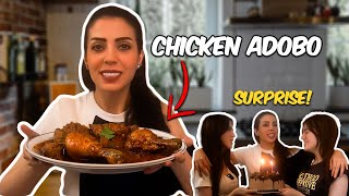 Cooking Filipino CHICKEN ADOBO For The FIRST Time Surprise 🇵🇭 🎁طبخ اكلة فلبينية تشكن ادوبو  مفاجاة [upl. by Azilanna144]