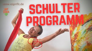 Schultertraining mit Theraband 💚 Ausführliche Anleitung für das richtige Üben 💚 inkl Erwärmung [upl. by Arick]