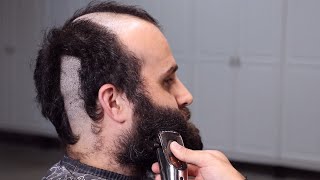 ASMR Barber  DRAMATIC BALD HEAD and BEARD SHAVE TRANSFORMATION [upl. by Hewie]