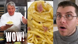 Pro Chef Reacts French Chefs AUTHENTIC CARBONARA Chef JeanPierre [upl. by Kelcie]