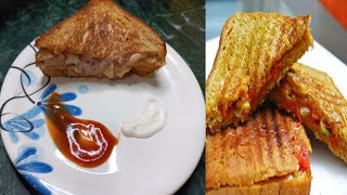 Quick onion cheese tomato sandwich on tawa simple recipe [upl. by Leupold]