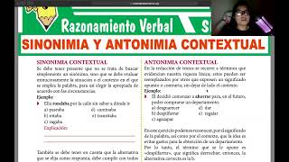 TEMA 2  LA SINONIMIA CONTEXTUAL Y ANTONIMIA CONTEXTUAL  RAZONAMIENTO VERBAL SEGUNDO DE SECUNDARIA [upl. by Olag]