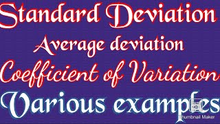 Standard deviation  Mean deviation  Coefficient of Variation  Variance [upl. by Amann149]