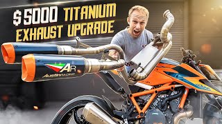 KTM 1290 SUPER DUKE R Austin Racing Full titanium exhaust sound check drifting  RokON vlog 118 [upl. by Constance]