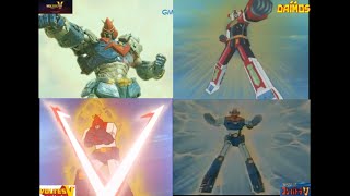 Voltes V Legacy vs Daimos vs Voltes V anime vs Combattler V Transformations [upl. by Adnarim157]