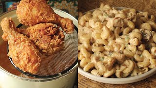 Crispy Fried Chicken amp White Sauce Pasta [upl. by Eniortna]