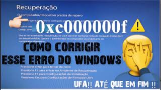 COMO CORRIGIR O ERRO 0xc000000f [upl. by Orel]