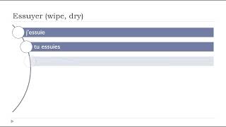 Conjugaison I Verbe  Essuyer wipe dry [upl. by Neeroc902]