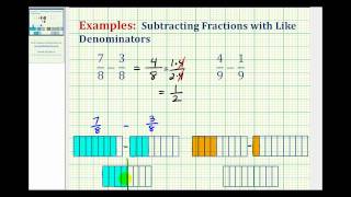 Ex Subtract Fractions with Like Denominators [upl. by Eninej]