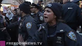 Protests Flood Tunnel FOUR Arrested Flood Manhattan for Rafah protest in NYC [upl. by Latyrc648]