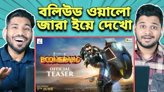 Boomerang Official Teaser Reaction  Jeet  Rukmini  Sauvik  Saurav  Kharaj  Rajatava Ambarish [upl. by Darom270]