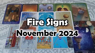 November 2024 Fire Signs Tarot Reading  Aries Leo amp Sagittarius [upl. by Bee]