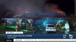 Fire destroys home in San Carlos [upl. by Leinod]