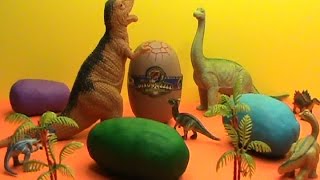 Dinosaurs surprise eggs toys Play Doh [upl. by Animaj]