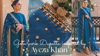 Ayeza Khan inspired Gota work dupatta design✨hand embroidery design✨Gota work design [upl. by Lyrad]