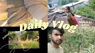 PAHADI VILLAGE VLOG MAKHI KE KATHI pahadivillagelife pahadivlogs [upl. by Sema]