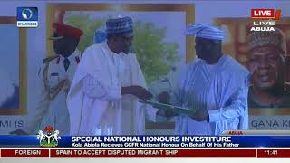 Late MKO Abiolas Son Kola Recieves GCFR Natl Award From Pres Buhari [upl. by Fiorenza]