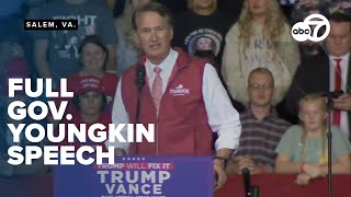 Virginia Gov Glenn Youngkin speaks at Trump rally in Salem FULL SPEECH [upl. by Johns]