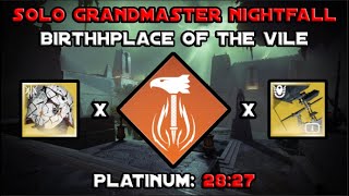 Solo Grandmaster Nightfall  Birthplace of the Vile  Solar Titan Destiny 2 [upl. by Yance667]