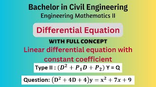 Linear differential equation with constant coefficient  Engineering Mathematics II  9 [upl. by Millur]